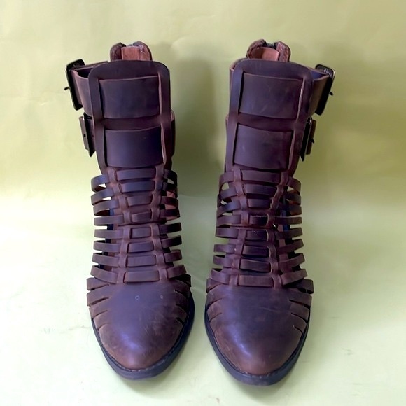 Brown Jeffrey Campbell distressed leather booties - Picture 8 of 16